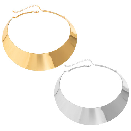 Übertriebene Metalldraht-Halskette mit offener Manschette-Silber 1