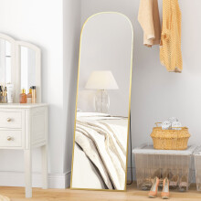 HOMCOM Full Length Mirror with Aluminium Alloy Frame Hanging or Leaning Gold