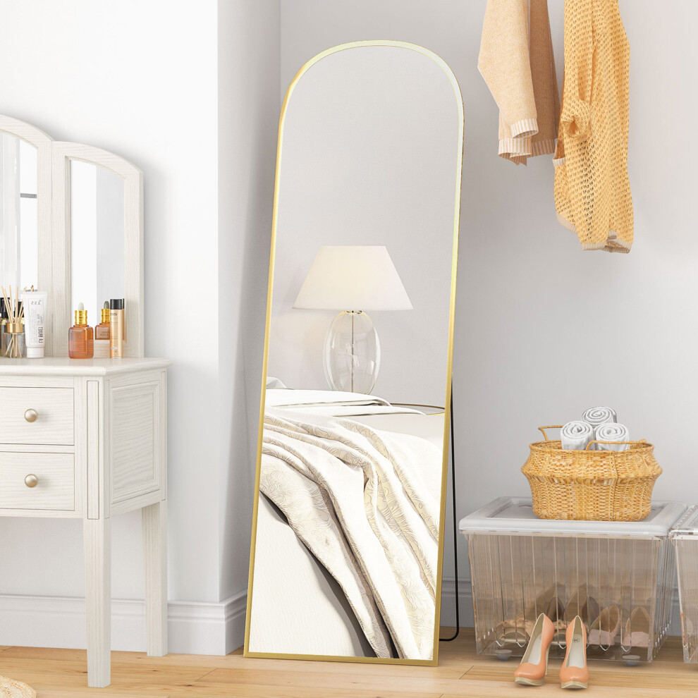 Homcom Full Length Mirror With Aluminium Alloy Frame Hanging Or Leaning Gold