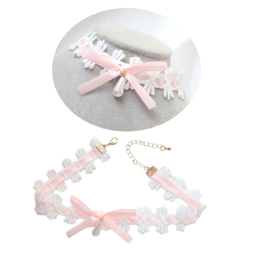 Halsband mit Schleife, Spitze, Halskette,-Schwarz 2