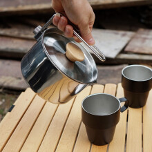 Removable Handle 1L Stainless Steel Camping Kettle for Outdoor Hiking