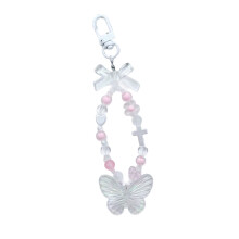 Porte-clés en perles avec nœud papillon, joli pendentif en-UN