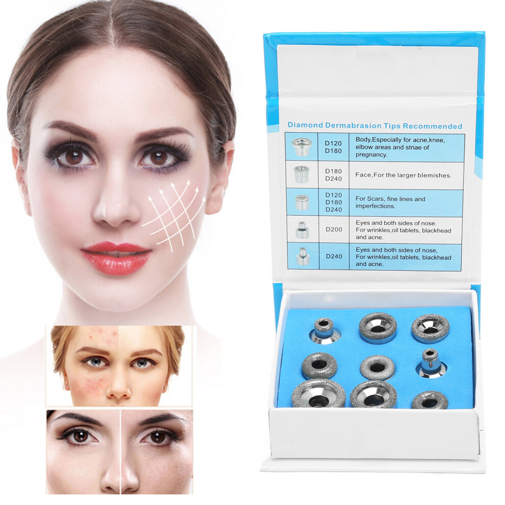 9pcs Metal Microdermabrasion Replacement Tips for Professional Facial Dermabrasion