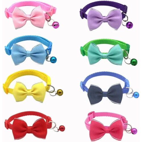 Pet Collars Bow Bell Cat Collar Adjustable Multicolor Blue 1932cm 1