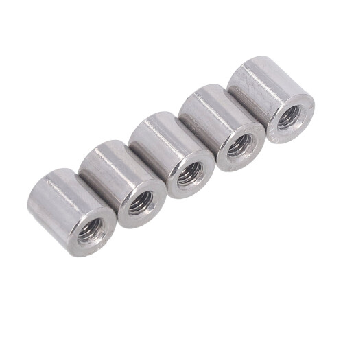 20PCS M6 Stainless Steel Female Thread Circular Coupling Nuts Connectors 2