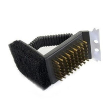 BBQ Grill Brush with Brass Bristles and Heavy Duty Scouring Pad for Outdoor Barbecue Cleaning
