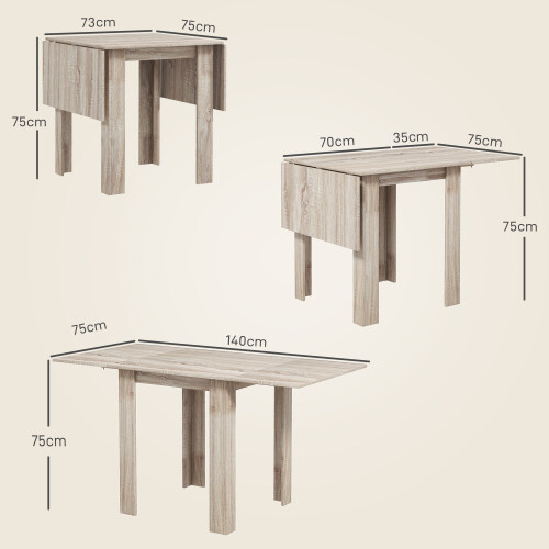 Homcom HOMCOM Folding Dining Table Extendable Kitchen Table Drop Leaf Table for 2-4 2