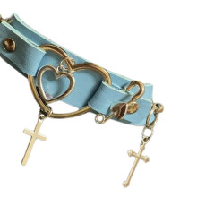 Gothic Choker Halskette Herz Choker Leder Halskette-Himmelblau