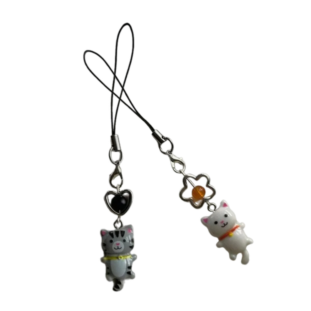 Phone Strap Kittys Phone Charm Resin Cat Keychain-2 Piece Set 7732000842054