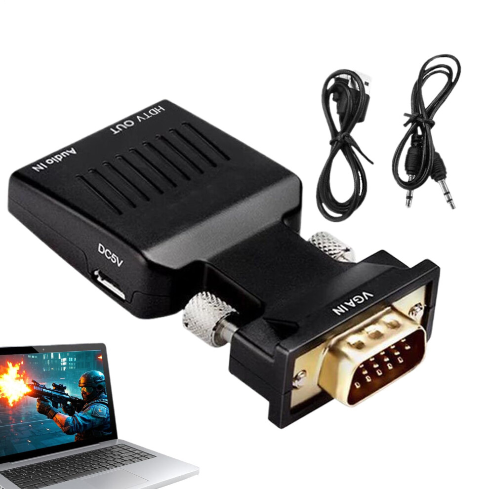 Vga To Hd Converter With 3.5Mm Audio Jack, Plug And Play, 1080P, Compact For Laptop Office Projector 9347817086690
