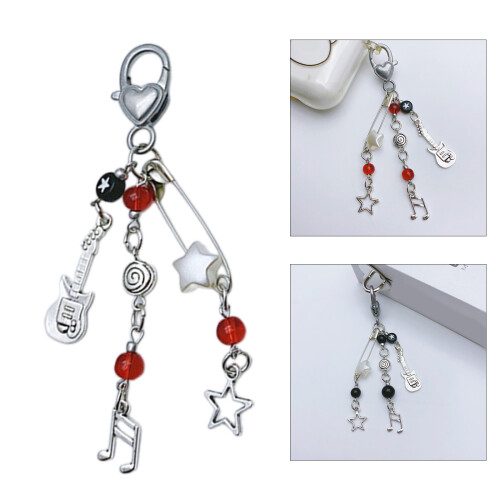 Cool Rock Style Guitar Bead Cellphone Strap Keyring Beads-Red 2