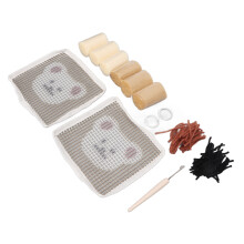 Kit per sottobicchiere con ago a punching, set fai-da-te di tappetino in poliestere lavorato a mano per principianti