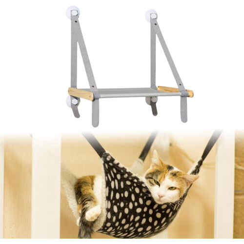 Cat Hammock Sleeping Bed Easy Install Window Perch Gray Sturdy Basket Cat Shelves 2