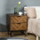 Homcom HOMCOM Two-Drawer Herringbone Bedside Table Home Cabinet Bedroom Storage Brown 1