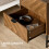 Homcom HOMCOM Two-Drawer Herringbone Bedside Table Home Cabinet Bedroom Storage Brown 4