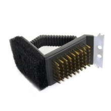 Grill Cleaning Brush for Stainless Steel and Porcelain BBQ with Heavy Duty Brass Bristles and Ergonomic Grip