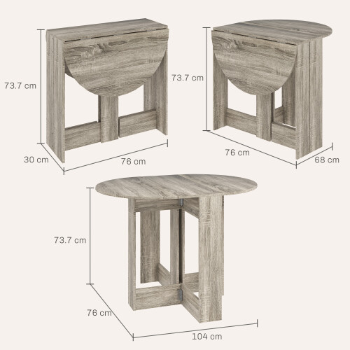 Homcom HOMCOM Folding Dining Table Foldable Drop Leaf Dinner Table for Kitchen Grey 2