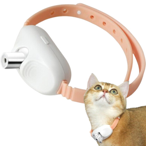 Interactive Indoor Pet Collar For Cats  Pink, USB Rechargeable LED Light, Adjustable, Smart Cat Collar