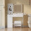 Living And Home LED Illuminated Mirror Dressing Table Stool Set with Power Strip 2