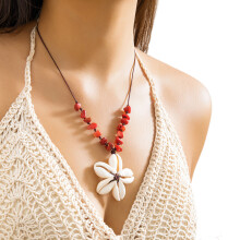 Collier pendentif fleur de coquillage, chaîne de clavicule, ras