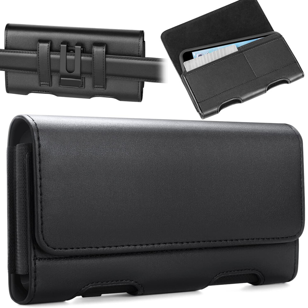 Phone Holster For Extra Large Devices, Pu Leather Phone Holster With Magnetic Closure Flap, Soft Microfiber Lining Belt Clip Case Pouch For Secure 9448196707869