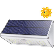 Luminária solar com sensor de movimento para quintal e pátio, luzes de segurança externas de LED super brilhantes com painéis solares eficientes