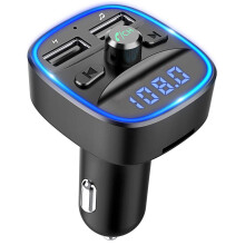 Innovativer Autobegleiter, FM-Radio-Adapter mit Musikplayer, Dual-USB zum Auslesen von USB-Sticks und effizientes Laden, Umgebungsbeleuchtung in Blau,