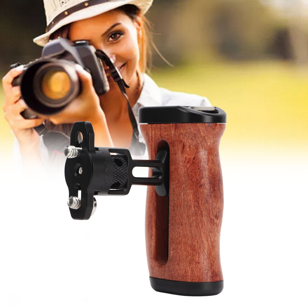 Universal Camera Cage Side Handle For Vlog Aluminum & Rosewood Grip 3371371501159