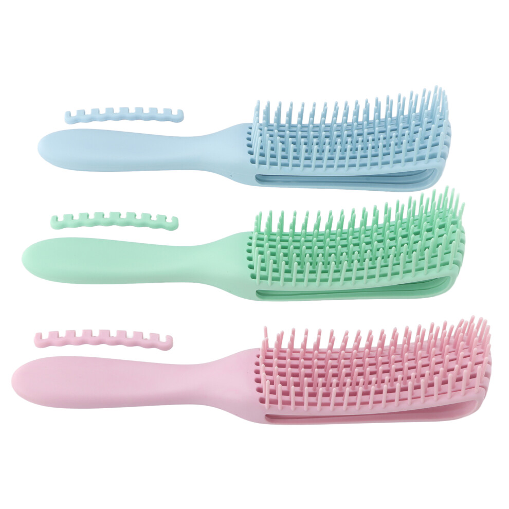 3pcs Detangling Hairbrush Set with Rubber Handle, 24.5cm