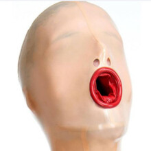 Latex Hood Mask Full Face Latex Mask Breathplay Bondage Mask Back Zipper Size M65CM