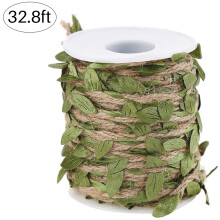 Sfoară de iută din frunze de pânză de sac, lungime de 2,4 metri, oferă material amplu pentru decor de petrecere în junglă Safari și decor de
