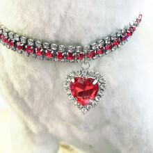 Pet Decoration Collar Necklace For Cat And Dog Adjustable S Size Red Pet Grooming Accessories