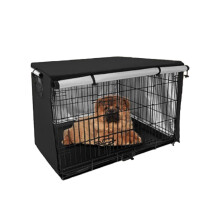 Dog Cage Covers Size 109x74x76 Cm Waterproof AntiUV Machine Washable Black Fits Dog Kennel