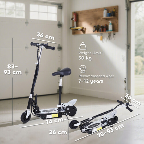 Homcom HOMCOM Foldable Powered Scooter with Adjustable Seat, Brake, Black 2