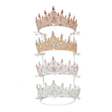Mode Gold/Weiß Prinzessin Krone Ständer Halter-Weiße 4. Etage