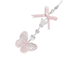 Acrylic Butterfly Pendant Keychain Personalized Bow Phone-Pink