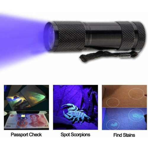 Συμπαγής φακός UV Blacklight, φακός UV 9LED395nm με ανθεκτική στους κραδασμούς και ελαφριά 1
