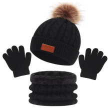 Myk og varm småbarnslue, unisex lue med avtakbar pompon, fuskepels-pompon-strikkelue for vinteren, elastisk passform og pustende design for barn