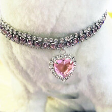 Pet Decoration Collar Necklace for Cats and Dogs, Adjustable Pink Accessory for Pet Grooming, Size L, Model A98