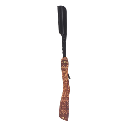 Ξυράφι Barber με ίσια άκρη με λαβή από ξύλο τριανταφυλλιάς και κατασκευή από κράμα