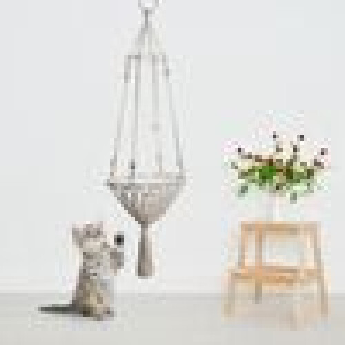 Κρεβάτι κούνιας για γάτες Boho Macrame, χειροποίητο κρεμαστό κρεβάτι γάτας από βαρέως 2