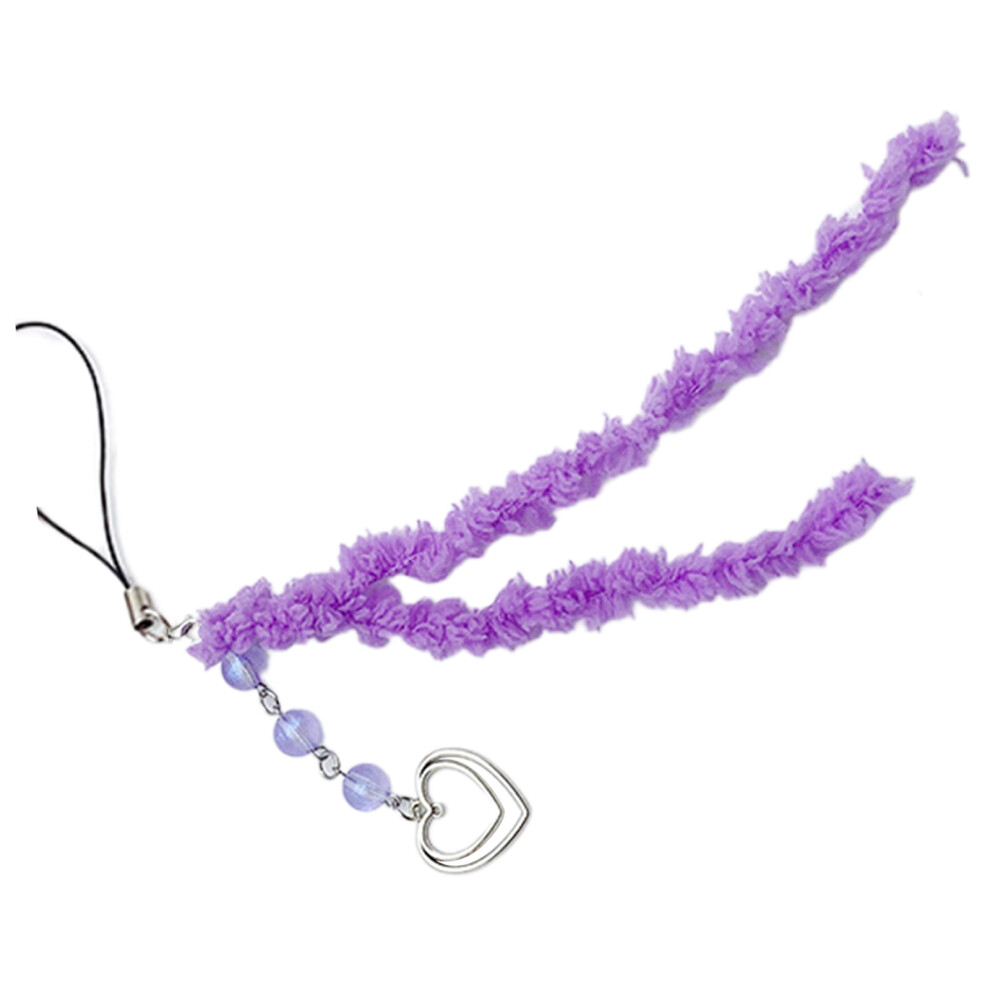Heart Butterfly Bead Phone Charm Straps Key Hangings- Purple 7732000840005