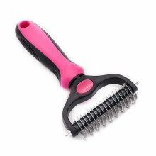 Pet Grooming Brush DoubleSided Deshedding Tool Undercoat Rake For Dogs And Cats Blue Large