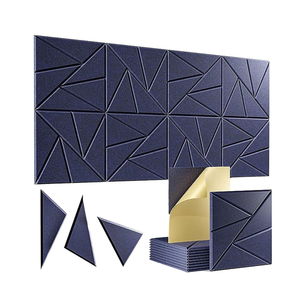 Acoustic Panels 12'X0.4' Soundproof Wall Panels Quality Noise Reduction For Home Theater And Game Room, Dark Blue 30X30cm 9189345298264