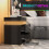Homcom HOMCOM High Gloss Bedside Table with LED Light and 2 Drawers, Black 7