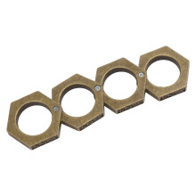 Anello di Difesa Esagonale Lucido in Alluminio Alloy con Finestra e Breacker di Vetro, Bronzo, 112g