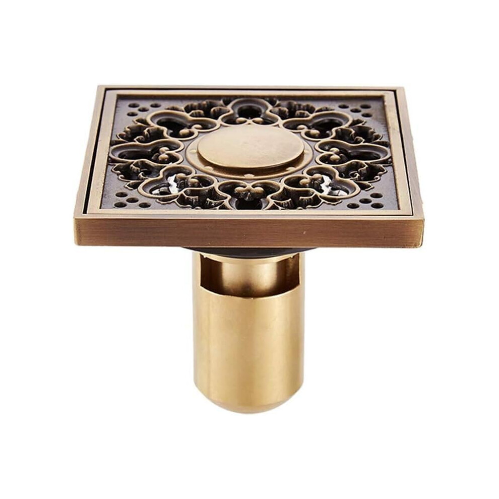 Antique Brass Floor Drain Cover With Odor Prevention And Fast Drainage For Bathroom Shower 9382693759153