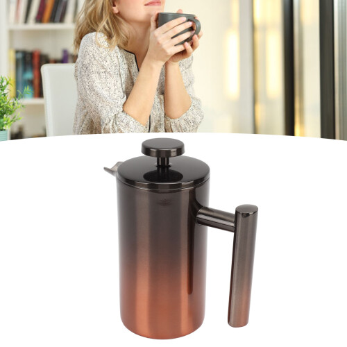 French Press Coffee Tea Maker 350ml Double Layer 304 Steel Gradient Ramp