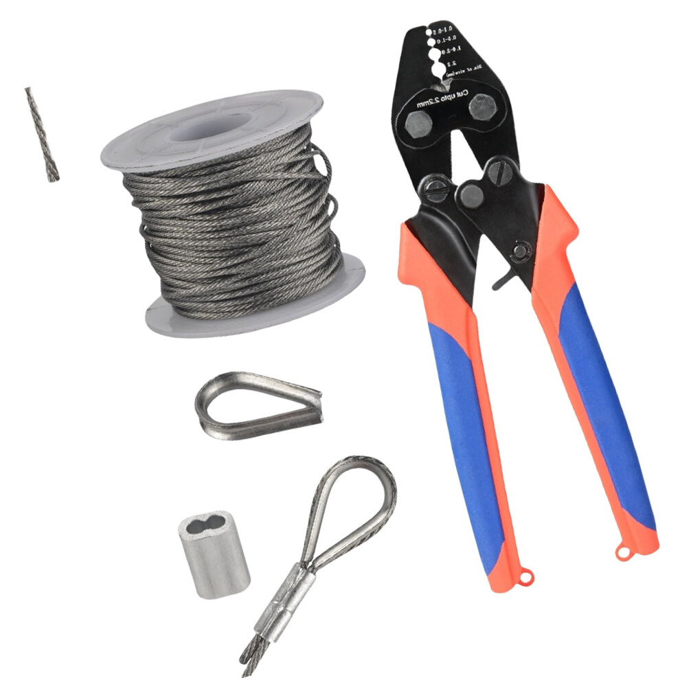 Wire Rope Crimping Tool Kit With Aluminum Crimping Rings And Sleeves, Stainless Steel Thimbles, Swaging Crimper 9189345298462