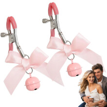 Nipple Toy 1 Pair Adjustable Nipple Clamps Bell Bow Clips Alloy Body Clips NonPiercing Bowknot Bell Decoration